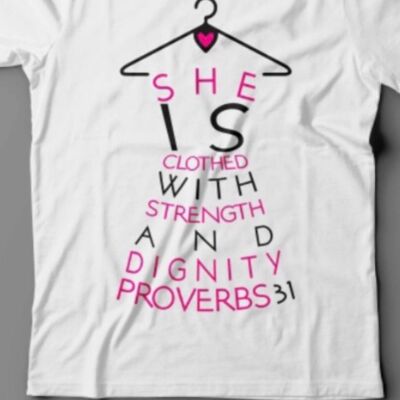PROVERBS 31 TEE- PINK - FEED THE HUNGRY