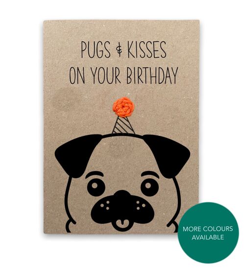 Funny Pug Dog birthday card Pun Card - happy birthday pug lover dog Funny pun card  - Card for her - Send to recipient - Message inside (SKU: BD203B)