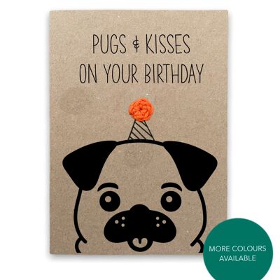 Tarjeta de cumpleaños de perro Pug divertido Tarjeta de juego de palabras - feliz cumpleaños perro amante de pug Tarjeta de juego de palabras divertido - Tarjeta para ella - Enviar al destinatario - Mensaje dentro (SKU: BD203B)