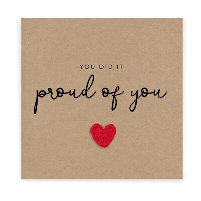 You did it proud of you - Congratulations on your new exam job card - Simple proud of you - graduation Appreciation Card - Send to recipient (SKU: NJ010B)