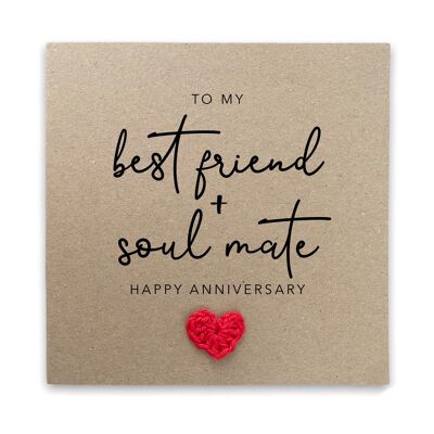 Tarjeta de aniversario del mejor amigo del alma gemela, feliz aniversario para esposa, esposo, novio, novia, tarjeta de aniversario de boda para el alma gemela (SKU: A020B)