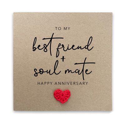 Soulmate Best Friend Anniversary Card, Happy Anniversary to Wife, Husband, Boyfriend, Girlfriend, Wedding Anniversary to Soul Mate Card (SKU: A020B)