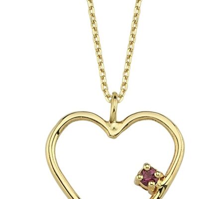 Cupido rhodolite heart necklace 14ct gold