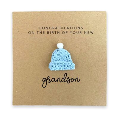 Carte de félicitations pour un grand-parent, carte pour une nouvelle grand-mère, félicitations pour la naissance de votre petit-fils, nouvelle carte de bébé, destinataire (SKU : NB060B)
