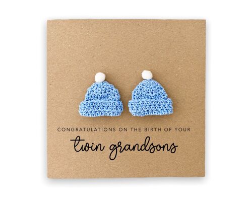 Congratulations Card For A Grandparent, Congratulations On The Birth On Your Twin Grandson, New Baby Card, Twin Grandson Card (SKU: NB073B)
