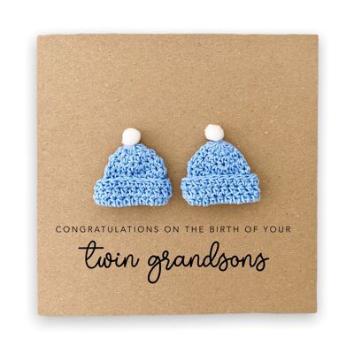 Congratulations Card For A Grandparent, Congratulations On The Birth On Your Twin Grandson, New Baby Card, Twin Grandson Card (SKU: NB073B)