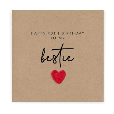 40th Best Friend Birthday Card, To My Bestie On Your Fortieth Birthday, Bestie 40th, Best Friend Birthday Card, Forty, 40, 40th, Birthday (SKU: BD251B)