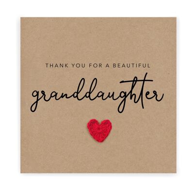 Danke für neue Enkelin-Karte, schöne Baby-Enkelin, Enkelkind, Geburt der Enkelin, Tochter, Sohn, Schwiegertochter, Mädchen (SKU: NB018B)