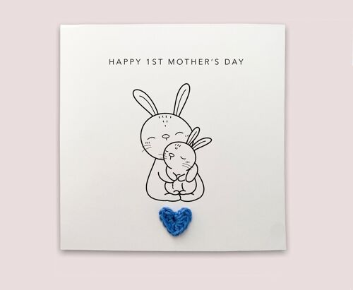 Happy 1st Mothers Day card, Simple First Mothers Card for mum, Mothers from baby, Mothers Day Mum Card Rabbit card, Simple Card for Mum (SKU: MD24W)