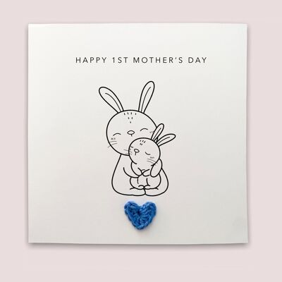 Tarjeta del primer día de la madre feliz, tarjeta simple de la primera madre para mamá, madres del bebé, tarjeta del conejo de la tarjeta de mamá del día de la madre, tarjeta simple para mamá (SKU: MD24W)