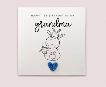 Happy 1st Birthday As My Grandma Twins, First Birthday As My Grandma Card, First Birthday Card, Rabbit Birthday Card, Grandma to Twins (SKU: BD128W)