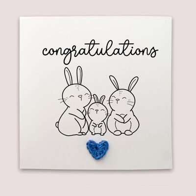 Herzlichen Glückwunsch zum neuen Baby – Babykarte erwartet – neues Baby – neue Elternkarte – Kaninchenkarte – werdende Eltern – an Empfänger senden (SKU: NB043W)