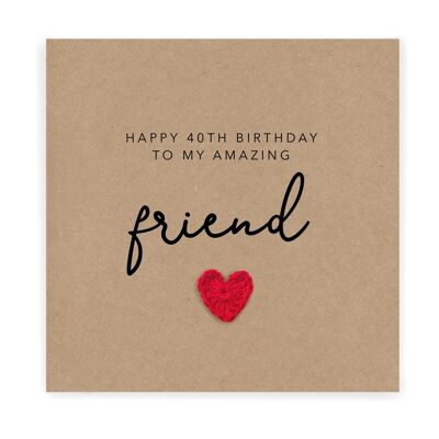 40th Best Friend Birthday Card, To My Bestie On Your Fortieth Birthday, Bestie 40th, Best Friend Birthday Card, Forty, 40, 40th, Friend (SKU: BD145B)