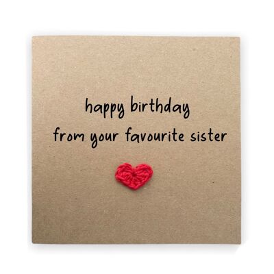 Feliz cumpleaños de tu broma favorita de hermana, tarjeta para hermana, tarjeta de cumpleaños divertida de rivalidad entre hermanas, tarjeta de cumpleaños divertida para hermana, destinatario (SKU: BD077B)