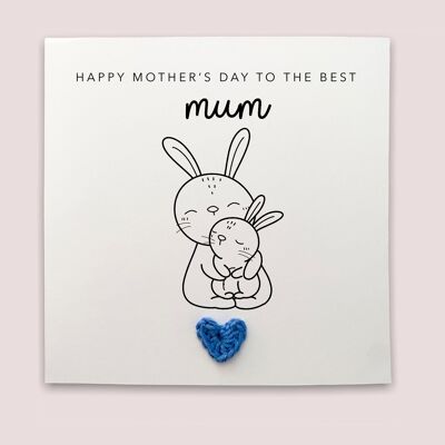 Tarjeta del primer día de la madre feliz, tarjeta simple de la primera madre para mamá, madres del bebé, tarjeta del conejo de la tarjeta de mamá del día de la madre, tarjeta simple para mamá (SKU: MD22W)