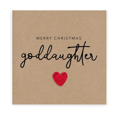 Merry Christmas Goddaughter - Simple Christmas card goddaughter - Christmas Card from godmother godfather  Card Rustic Card for Her (SKU: CH004B)