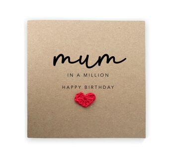 Carte d'anniversaire spéciale maman - Carte maman dans un million - Carte d'anniversaire maman - Carte simple de fille/fils - Fait main - Envoyer au destinataire (SKU : BD064B)