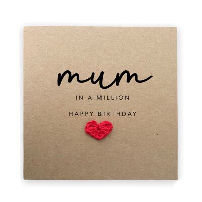 Carte d'anniversaire spéciale maman - Carte maman dans un million - Carte d'anniversaire maman - Carte simple de fille/fils - Fait main - Envoyer au destinataire (SKU : BD064B)