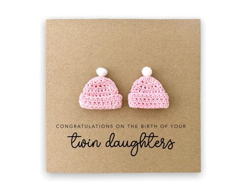 Congratulations Card New Parents to Twin Daughters,  Congratulations On The Birth On Your Twins Daughter, New Baby Card, Welcome Baby Twins (SKU: NB075B)