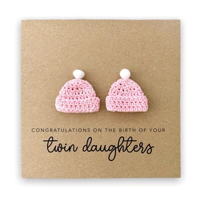 Tarjeta de felicitaciones Nuevos padres a hijas gemelas, Felicitaciones por el nacimiento de su hija gemela, Tarjeta de nuevo bebé, Bienvenidos bebés gemelos (SKU: NB075B)