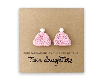 Carte de félicitations pour les nouveaux parents de filles jumelles, félicitations pour la naissance de votre fille jumelle, nouvelle carte de bébé, bienvenue bébé jumeaux (SKU : NB075B)