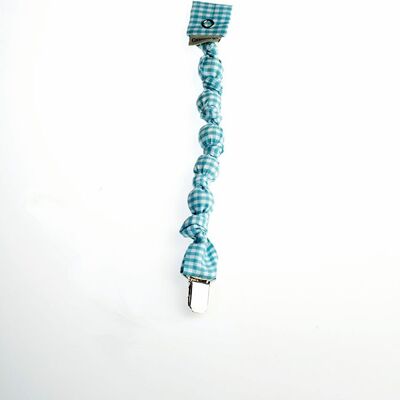 Attache tétine BEADS VICHY Turquoise