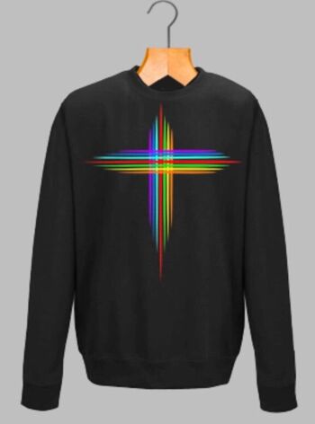 SWEAT-SHIRT RAINBOW CROSS - NOIR - FEED THE HUNGRY