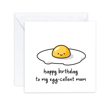 Carte d'anniversaire de maman, joyeux anniversaire à ma maman Egg-Cellent, excellente maman, carte d'anniversaire drôle, carte de plaisanterie, carte d'anniversaire de cousin amusante (SKU : BD052W)