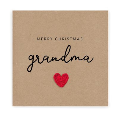 Merry Christmas Grandma - Carte de Noël simple grand-mère - Carte de Noël de la petite-fille du petit-fils Carte de Noël Carte rustique pour elle (SKU: CH005B)