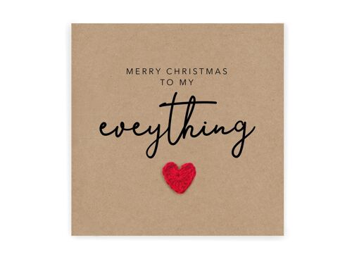 Merry Christmas To My Everything - Simple Christmas card for partner wife husband girlfriend boyfriend - Rustic Christmas Card for her / him (SKU: CH006B)