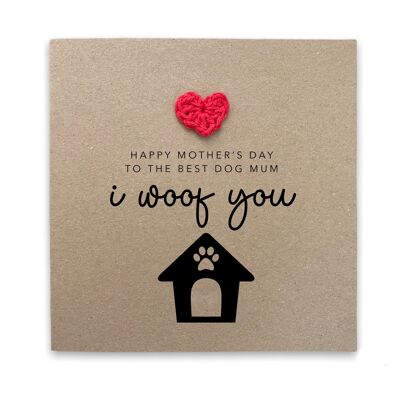 Bonne fête des mères à la meilleure maman de chien, carte de fête des mères de chien, carte de fête des mères chien, carte de fête des mères drôle, je vous Woof, carte de chien (SKU : MD36B)