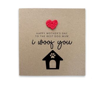 Bonne fête des mères à la meilleure maman de chien, carte de fête des mères de chien, carte de fête des mères chien, carte de fête des mères drôle, je vous Woof, carte de chien (SKU : MD36B)