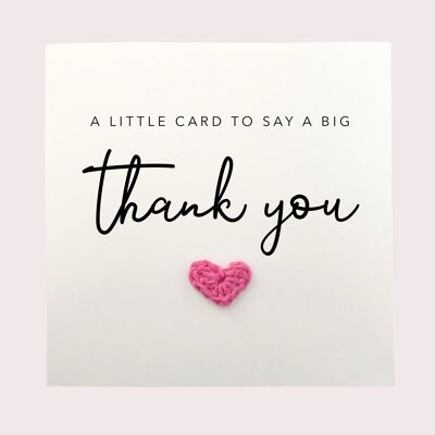 Carte de remerciement simple, petite carte pour dire un grand merci, carte de soutien pour ami, sœur, maman, papa, meilleur ami carte de remerciement (SKU : TY003W)