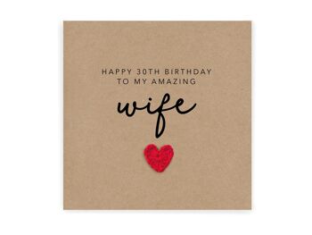 To An Amazing Wife Happy 30th Birthday, Wife Birthday Card 30 Birthday Card, Wife 30th Birthday Card, Wife Birthday, Any Age, Card for her (SKU: BD034B)