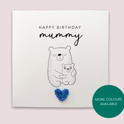 Happy Birthday mummy card - Simple Birthday Card for mum birthday from baby child son daughter bear card  - Send to recipient (SKU: BD156W)