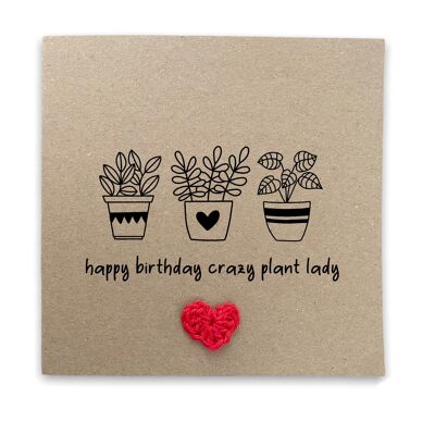 Feliz cumpleaños Crazy Plant Lady, Happy New Home Card, Plant Lady Card, House Plant, Funny Happy Birthday Card para los amantes de las plantas (SKU: BD157B)