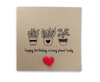 Happy Birthday Crazy Plant Lady, Happy New Home Card, Plant Lady Card, House Plant, Funny Happy Birthday Card for Plant Lovers (SKU: BD157B)