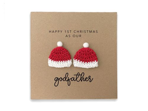 Christmas Card for Godfather to Twins,  1st Christmas Card for Godfather, First Christmas Card for Godfather, Our 1st Christmas Godfather (SKU: CH030B)