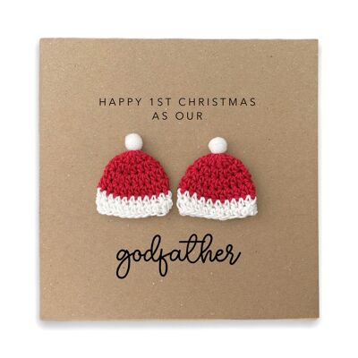 Christmas Card for Godfather to Twins,  1st Christmas Card for Godfather, First Christmas Card for Godfather, Our 1st Christmas Godfather (SKU: CH030B)
