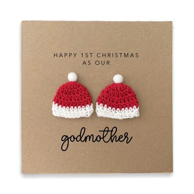 Christmas Card for Godmother to Twins,  1st Christmas Card for Godmother, First Christmas Card for Godmother, Our 1st Christmas Godmother (SKU: CH033B)