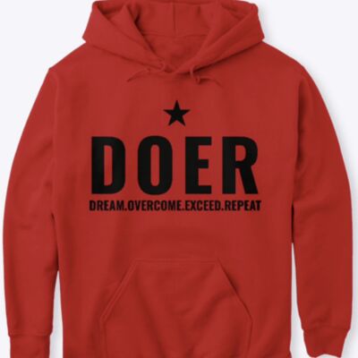 SUDADERA CON CAPUCHA DOER STAR - FIRE RED - FEED THE HUNGRY