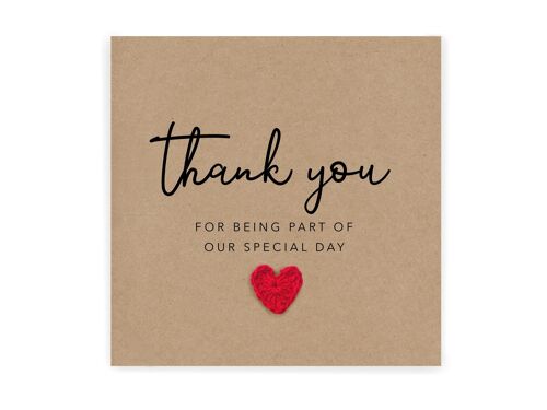 Thanks You For Being Part Of Our Special Day, Thanks For Being Part Card, Simple Wedding Thank You Card, Note To Say Thank You (SKU: WC032B)