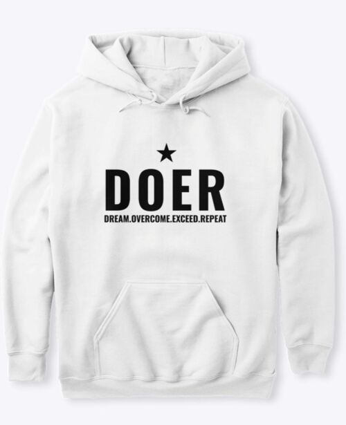 DOER STAR HOODIE - WHITE- FEED THE HUNGRY
