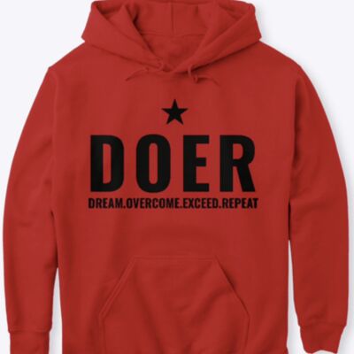 DOER STAR HOODIE - ROUGE FEU - NOURRIR LES FAIM