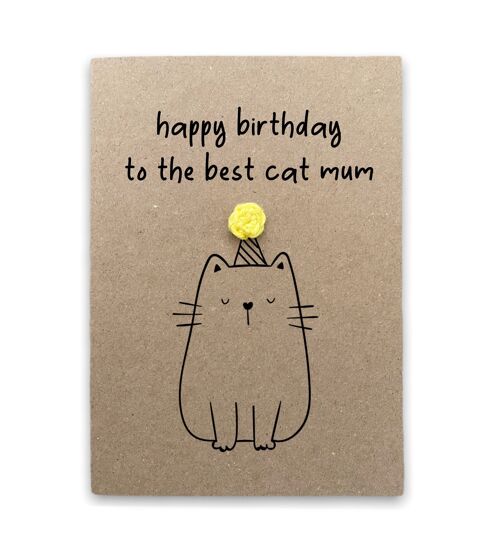 Funny Birthday Cat Mum Card  - Best Cat Mum - Card from Cat / Pet  - Birthday Card for Cat Mum Mother - Humour Cute Card for Her - From Cat (SKU: BD158B)