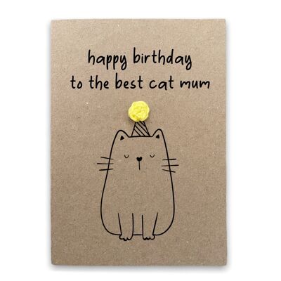 Carte d'anniversaire amusante pour maman chat – Meilleure maman chat – Carte de chat/animal de compagnie – Carte d'anniversaire pour maman chat – Carte mignonne humoristique pour elle – Du chat (SKU : BD158B)