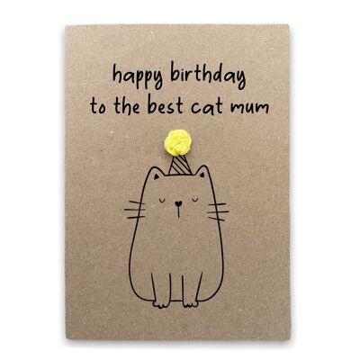 Funny Birthday Cat Mum Card  - Best Cat Mum - Card from Cat / Pet  - Birthday Card for Cat Mum Mother - Humour Cute Card for Her - From Cat (SKU: BD158B)