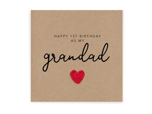 Happy 1st Birthday As My Grandad, Bear Birthday Card, Cute Birthday Card For Grandad From Baby, First Birthday Card, 1st Birthday (SKU: BD162B)