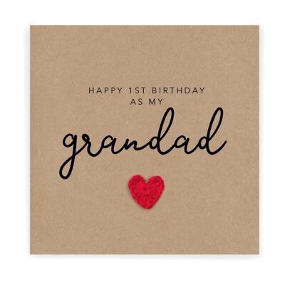 Happy 1st Birthday As My Grandad, Bear Birthday Card, Cute Birthday Card For Grandad From Baby, First Birthday Card, 1st Birthday (SKU: BD162B)