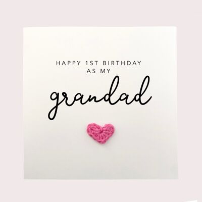 Alles Gute zum 1. Geburtstag als mein Großvater – Einfache Geburtstagskarte für Großvater von Baby, Sohn, Tochter – Handgemachte Karte für ihn, Vater – an Empfänger senden (SKU: BD163W)